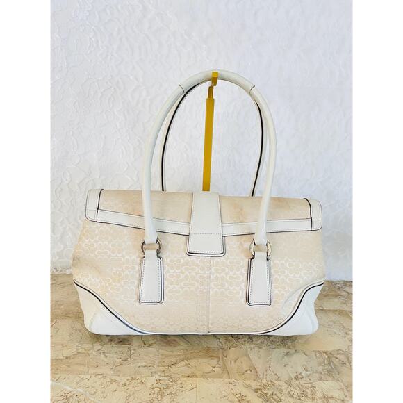 Coach SOHO Signature C Canvas Leather Cream/white Shoulder bag HandBag 6821 - Picture 2 of 8